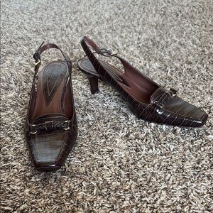 Classic Brown Slingback Heels